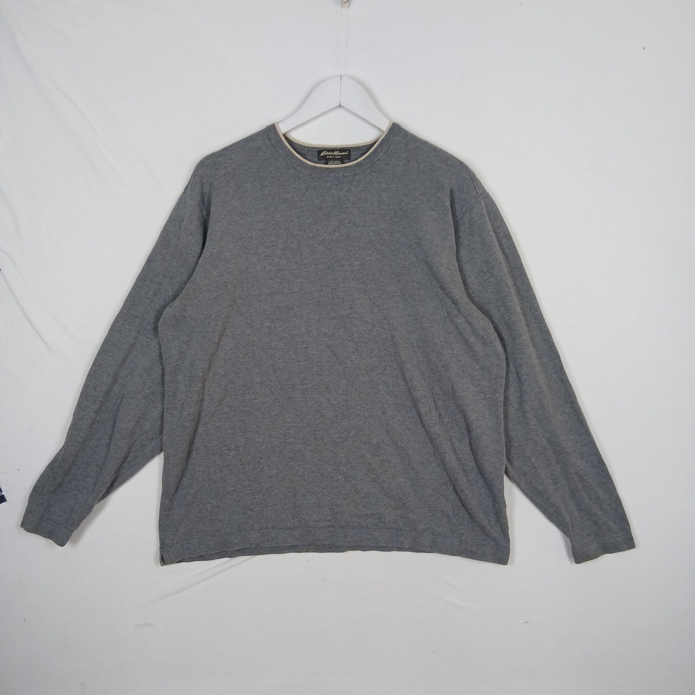 Eddie Bauer Mens Gray Green Cotton Sweater Size L Heathered